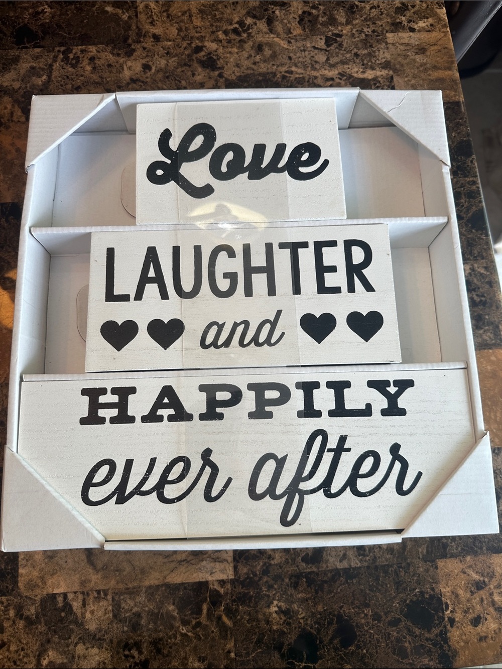 NWT Love Laughter and Happily Ever After Wood Sign